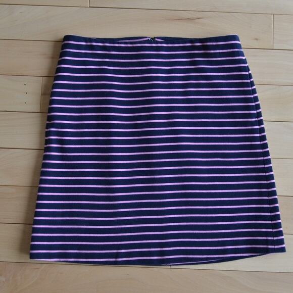 Talbots Striped Midi Skirt Navy Blue & Pink Size 8P - Picture 1 of 3